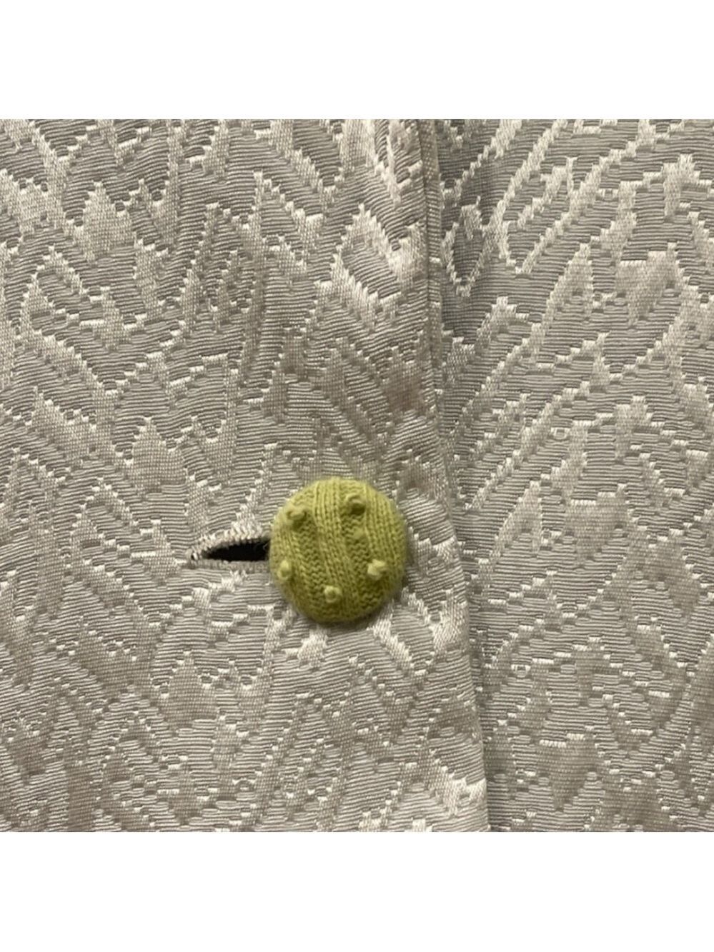 ELITE ORIGINAL sz 10 mint cream brocade 1 button long jacket pocket on chest - Picture 4 of 8
